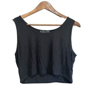 Blush Mark Black Ribbed Crop Tank Top Sleeveless‎ Casual Basic